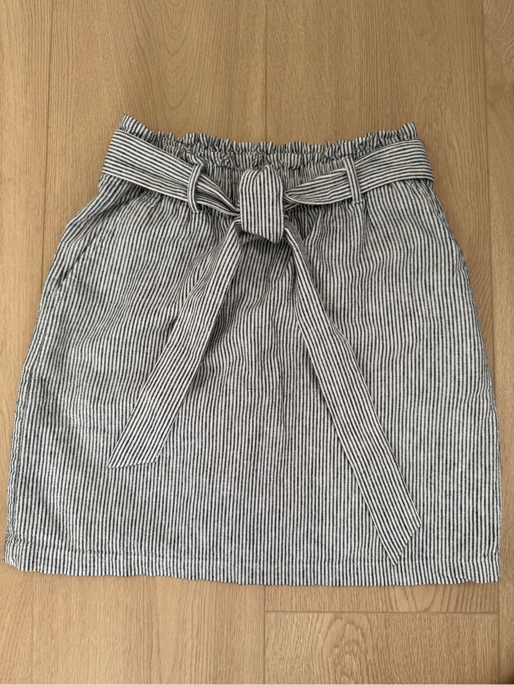 J.Crew Paperbag Waist Striped Skort Tie Belt Elastic Waist Summer Size XS